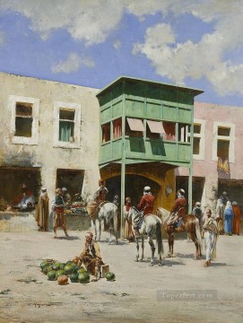  turkish Oil Painting - The turkish market Victor Huguet Orientalist